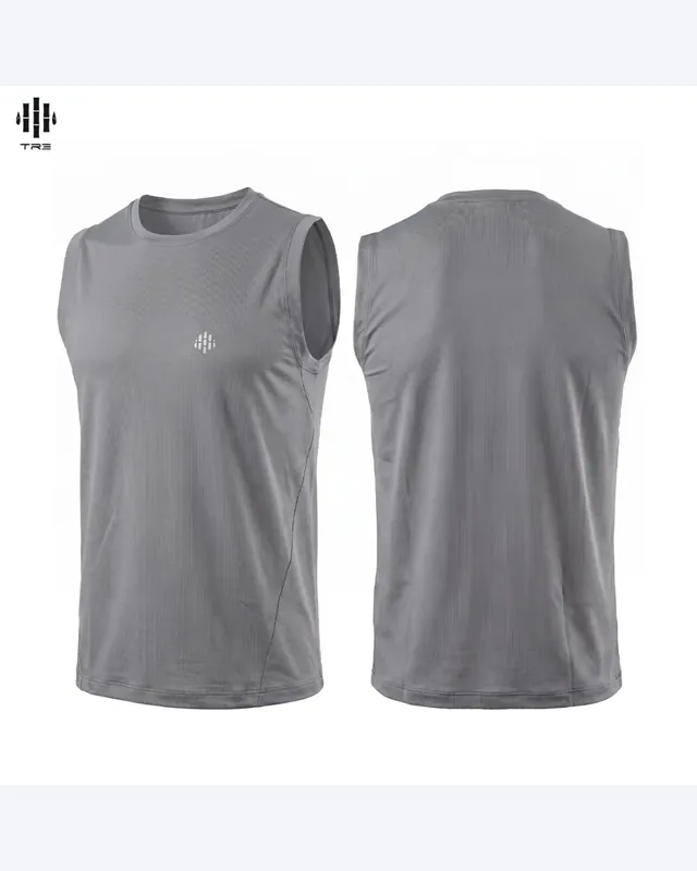 Áo tanktop TROC màu xám form suông không bó bụng